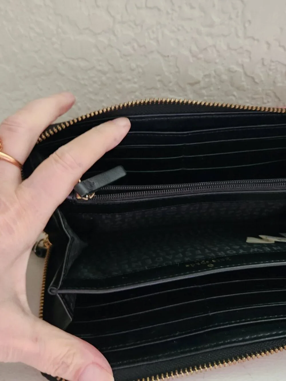 Euc Kate Spade NY Floral Black & Pink Wallet